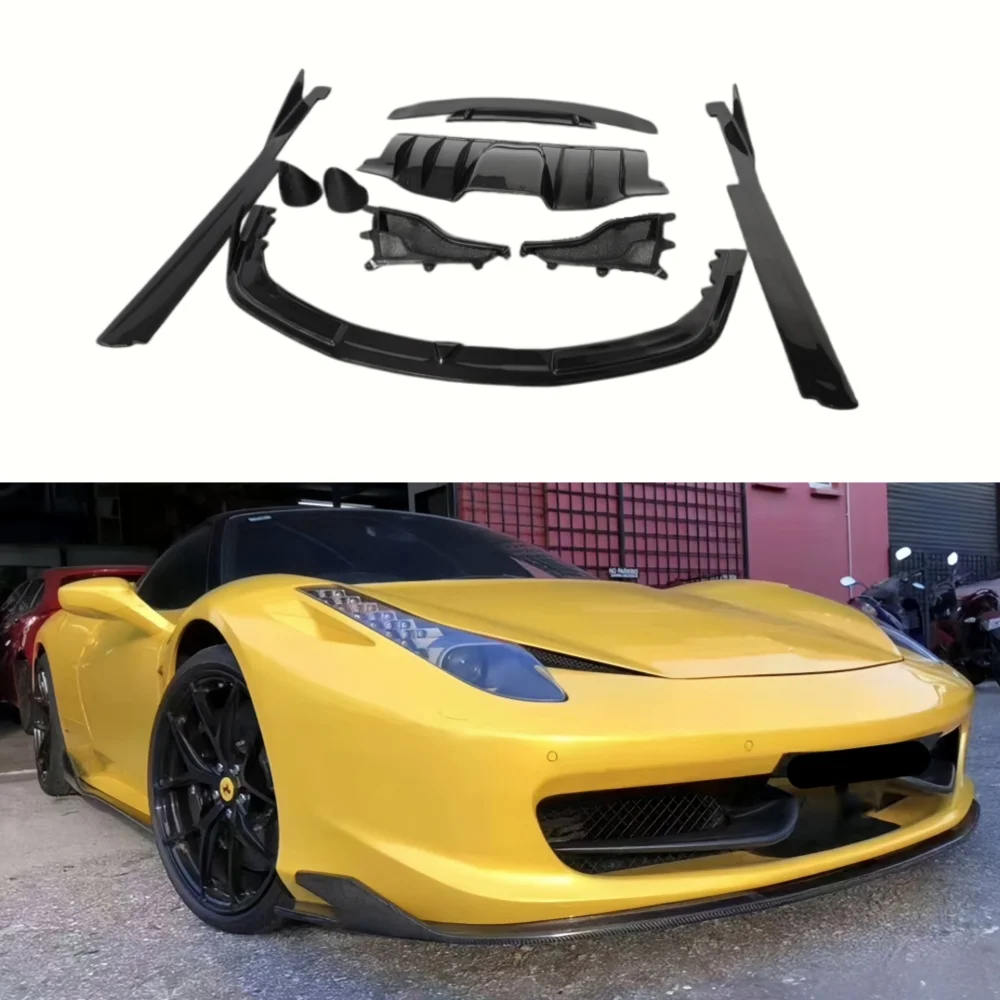 Carbon Fiber V-style Bumper Kit for Ferrari 458 Spider Italia Modification Including Front Lip and Rear Diffuser Side Skirt
Carbon Fiber V-style Bumper Kit for Ferrari 458 Spider Italia Modification Including Front Lip and Rear Diffuser Side Skirt