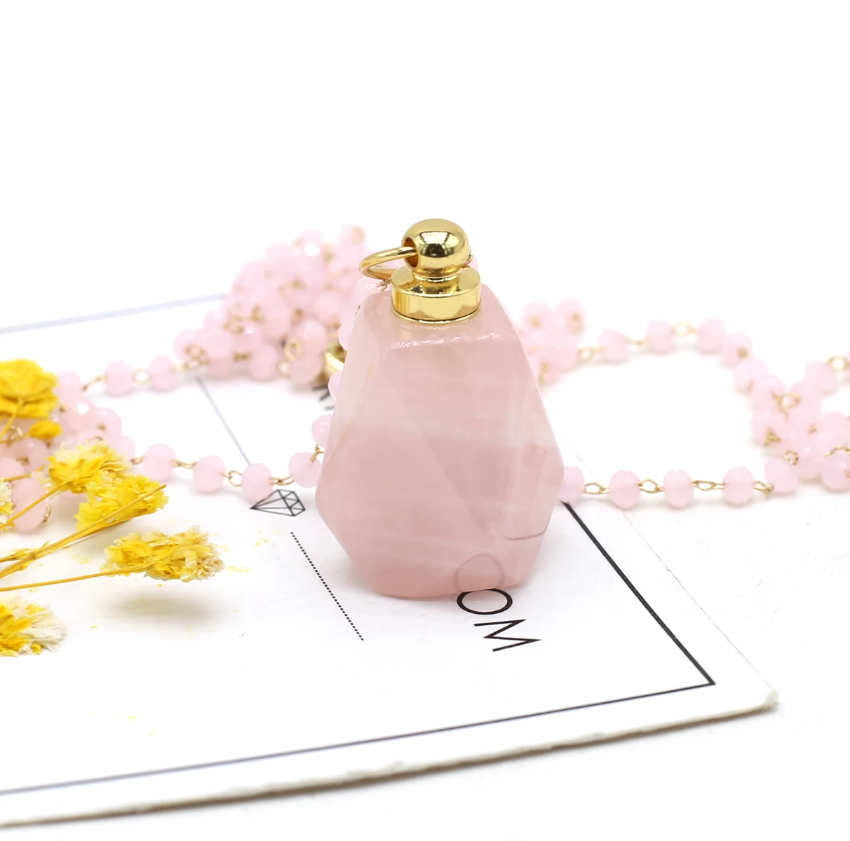 Natural Essential Oil Diffuser Irregular Perfume Bottle Reiki Glamour Rose Quartz Pendant Necklace Jewelry Gift
Natural Essential Oil Diffuser Irregular Perfume Bottle Reiki Glamour Rose Quartz Pendant Necklace Jewelry Gift