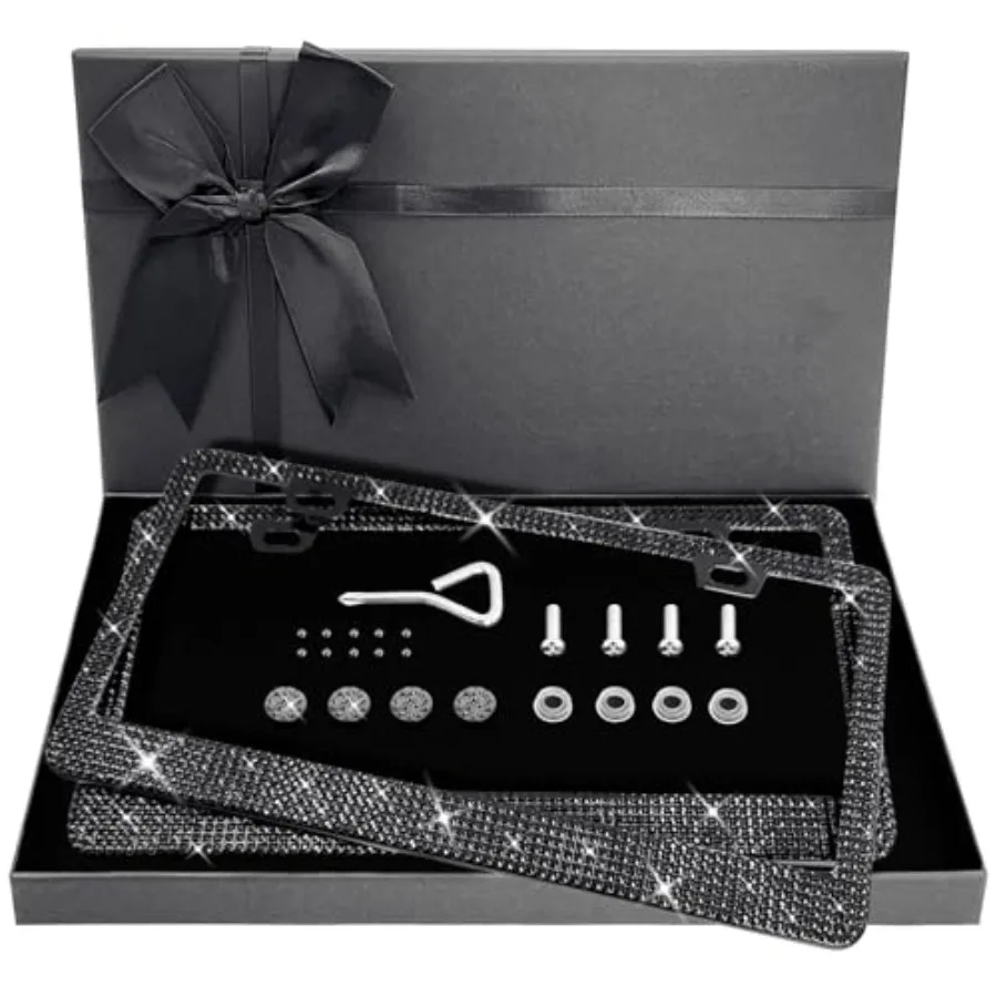Bling Rhinestone License Plate Frame for Women 2PC, Sparkly Stainless Steel Frames and Over 1200 pcs Finest 14 Facets Black Gla
Bling Rhinestone License Plate Frame for Women 2PC, Sparkly Stainless Steel Frames and Over 1200 pcs Finest 14 Facets Black Gla