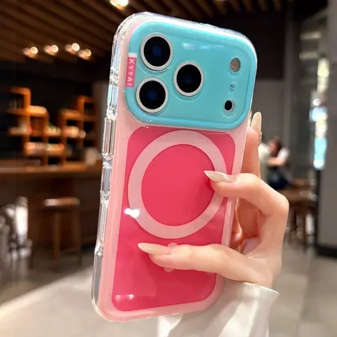 Candy Contrasting Colors For Magsafe Magnetic Phone Case For iPhone 17 14 15 16  Pro Max Shockproof Soft Silicone Back Cover
