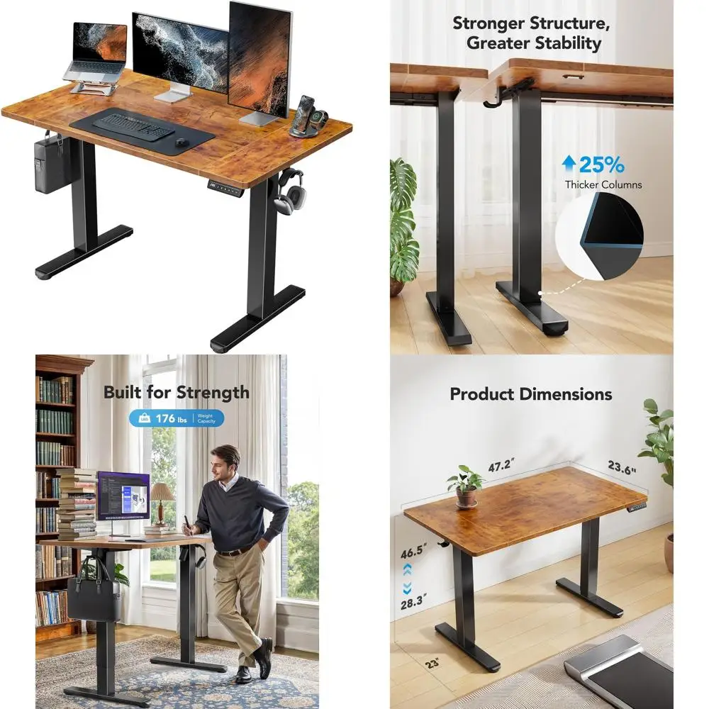 Винтажный коричневый электрический регулируемый по высоте стол 48x24 с кабель-менеджментом и крючками для наушников для домашнего офиса
Винтажный коричневый электрический регулируемый по высоте стол 48x24 с кабель-менеджментом и крючками для наушников для домашнего офиса