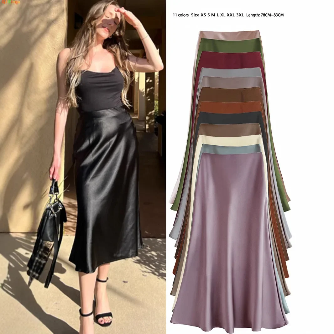 Black Women Acetate Satin Half Skirt, Spring/Summer Thin High-waisted Fishtail Skirts, Apricot Red Purple Blue Mid-length Skirt.
Black Women Acetate Satin Half Skirt, Spring/Summer Thin High-waisted Fishtail Skirts, Apricot Red Purple Blue Mid-length Skirt.