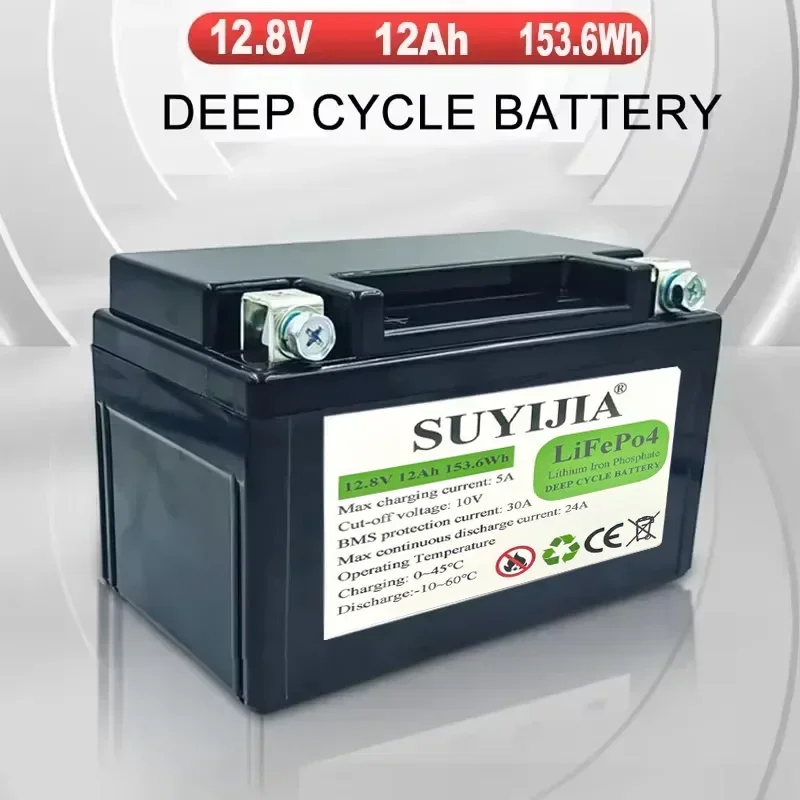 12.8V 12Ah LiFePO4 Motorcycle Battery CCA 300A Motorcycle Motor Starter Battery BMS 12V Lithium Phosphate Scooter Engine Battery
12.8V 12Ah LiFePO4 Motorcycle Battery CCA 300A Motorcycle Motor Starter Battery BMS 12V Lithium Phosphate Scooter Engine Battery