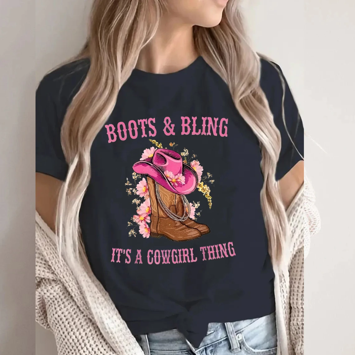 Boots and Bling its a Cowgirl Thing Cute Love Country Life T Shirt Women Pullover Printed T-Shirt Casual Short Sleeve T-Shirt
Boots and Bling its a Cowgirl Thing Cute Love Country Life T Shirt Women Pullover Printed T-Shirt Casual Short Sleeve T-Shirt