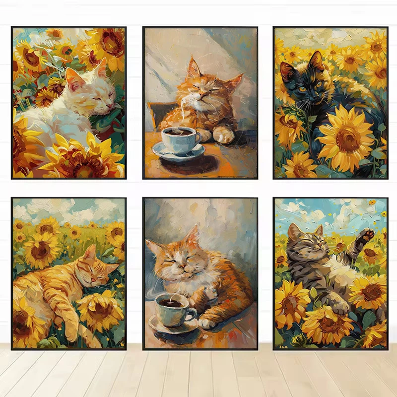Orange Cat Lying Sunflower Poster Cute Cats Drink Coffee Diamond Painting Wall Art Picture for Living Room Home Decor Mural
Orange Cat Lying Sunflower Poster Cute Cats Drink Coffee Diamond Painting Wall Art Picture for Living Room Home Decor Mural