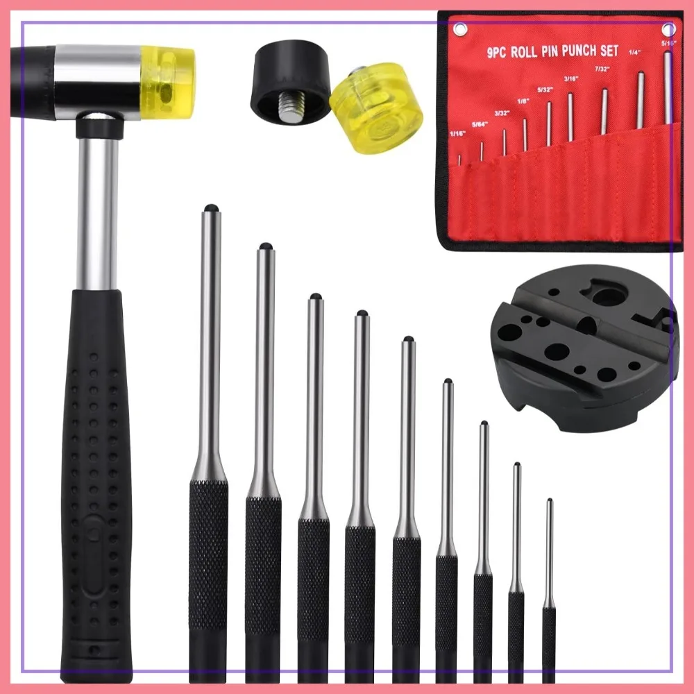 14pcs Pin Punch Set, Universal Block & Hammer, Removing Repair Tools