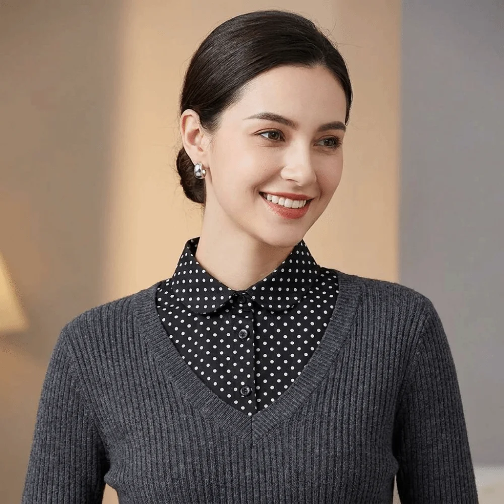 Adjustable Strap Polka Dot Shirt Collar Ruffle Stand Polyester Material Base Layer Collar Cotton Half Collar Design
Adjustable Strap Polka Dot Shirt Collar Ruffle Stand Polyester Material Base Layer Collar Cotton Half Collar Design