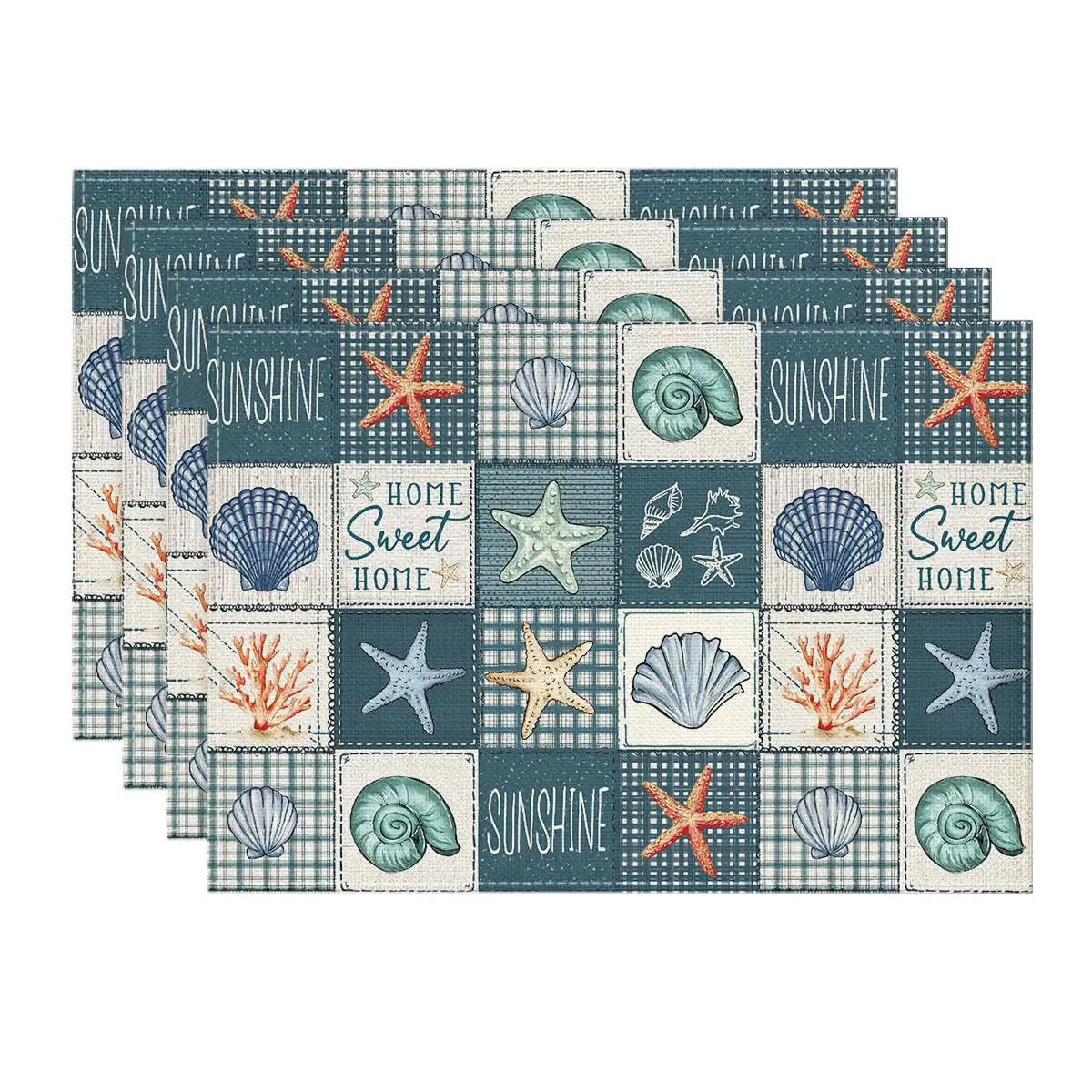 Dark Blue Plaid Starfish Conch Summer Placemats , 12x18 Inch Seasonal Sunshine Table Mats for Party Kitchen Dining Decoration
Dark Blue Plaid Starfish Conch Summer Placemats , 12x18 Inch Seasonal Sunshine Table Mats for Party Kitchen Dining Decoration