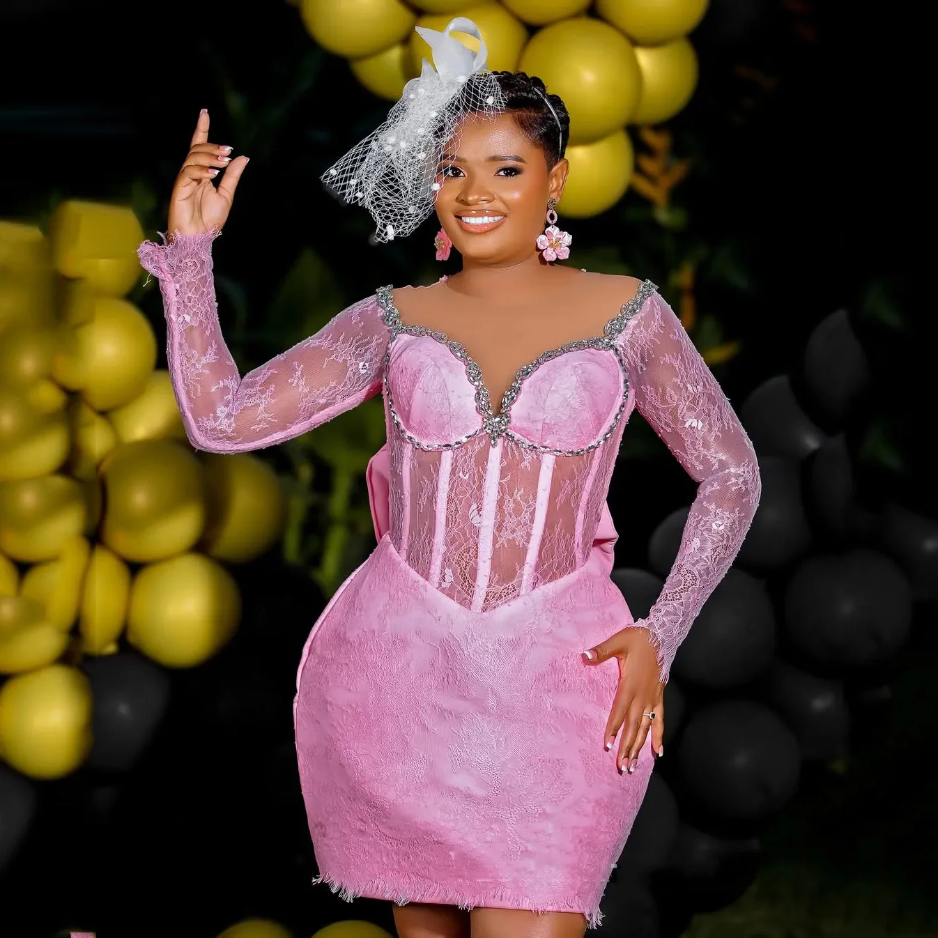 Pretty Pink Cocktail Dress With Sleeves Lace Bow Sheath Illusion Sheer Neck Sequins Beaded Short Prom Gowns Evening Wear Custom
Pretty Pink Cocktail Dress With Sleeves Lace Bow Sheath Illusion Sheer Neck Sequins Beaded Short Prom Gowns Evening Wear Custom