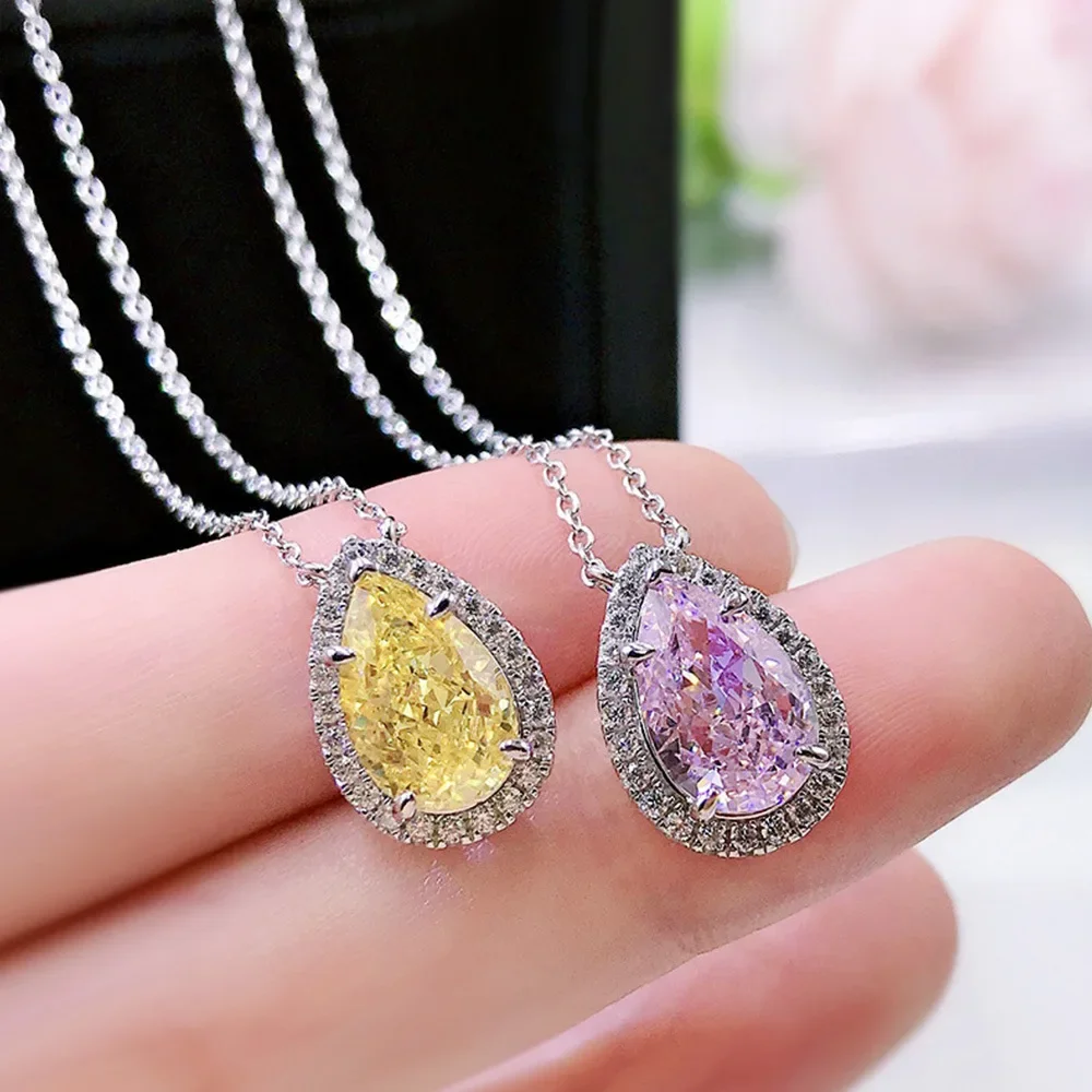 Exquisite Female Necklace 925 Sterling SIlver Pink/yellow Zircon Stone Water Drop Pendant Necklaces for Women Kolye Collares
Exquisite Female Necklace 925 Sterling SIlver Pink/yellow Zircon Stone Water Drop Pendant Necklaces for Women Kolye Collares