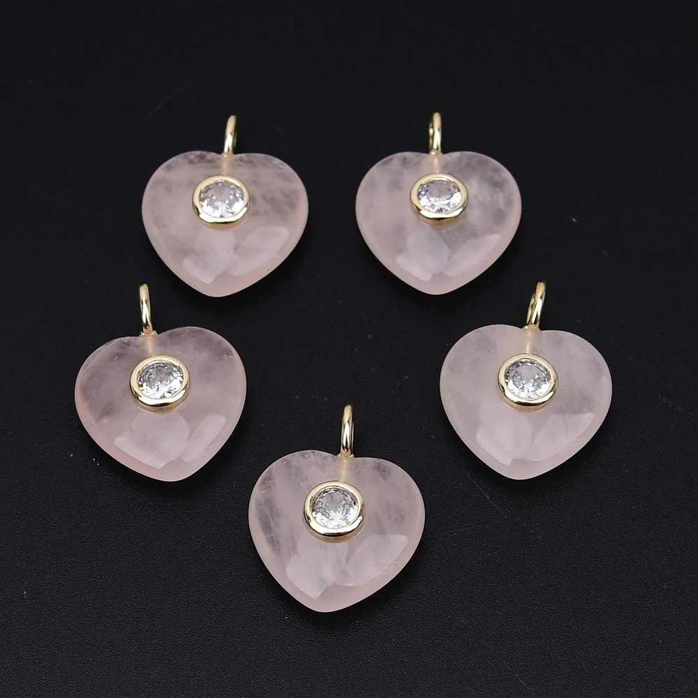 APDGG 5 Pcs 18mm Natural Pink Rose Quartz Heart Shape CZ Paved Charms Pendant Beads Jewelry Making DIY
APDGG 5 Pcs 18mm Natural Pink Rose Quartz Heart Shape CZ Paved Charms Pendant Beads Jewelry Making DIY