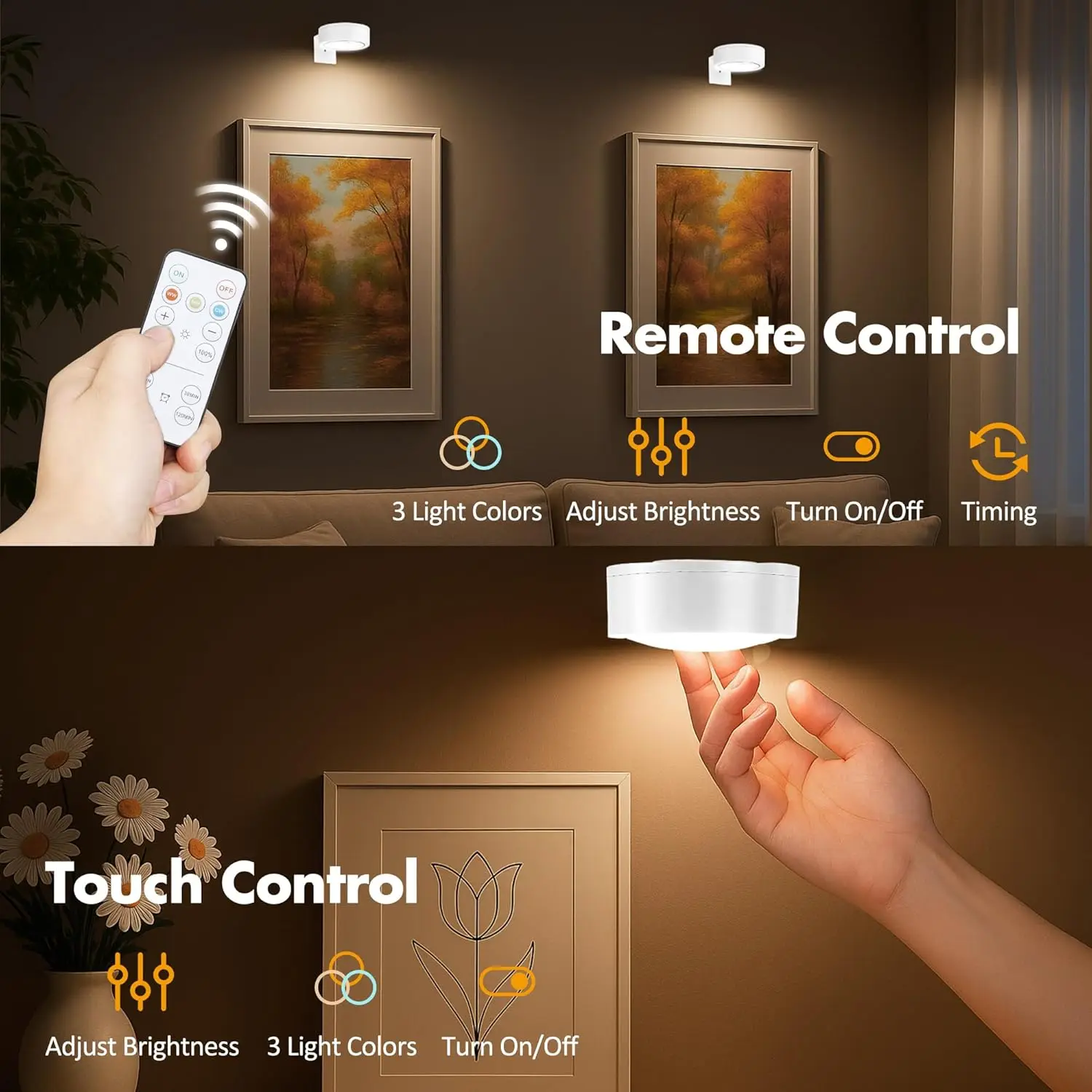 3Pcs Battery Operated Picture Light Magnetic Led Painting Light 3 Lighting Modes with Remote Dimmable Timer Art Display Light
3Pcs Battery Operated Picture Light Magnetic Led Painting Light 3 Lighting Modes with Remote Dimmable Timer Art Display Light