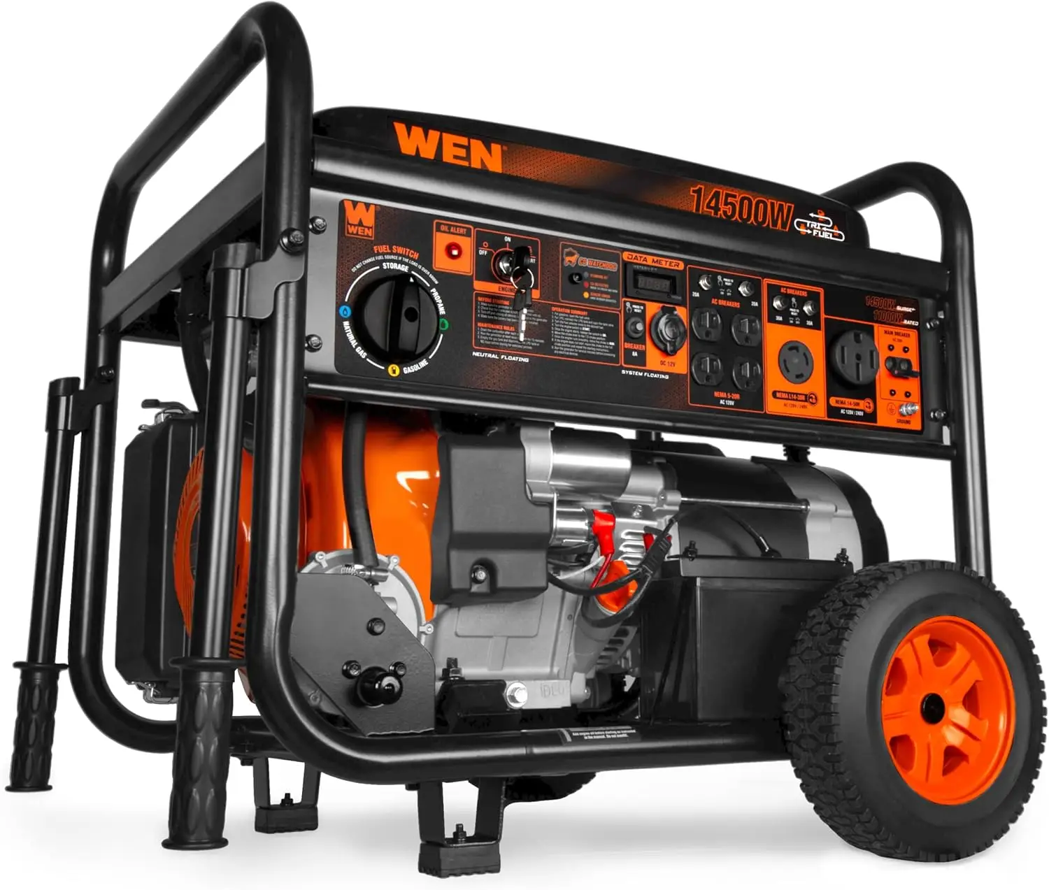 14,500-Watt 120V/240V Tri-Fuel Generator, Transfer-Switch Ready with Electric Start, Wheel Kit, and CO Watchdog (TF1450X)
14,500-Watt 120V/240V Tri-Fuel Generator, Transfer-Switch Ready with Electric Start, Wheel Kit, and CO Watchdog (TF1450X)