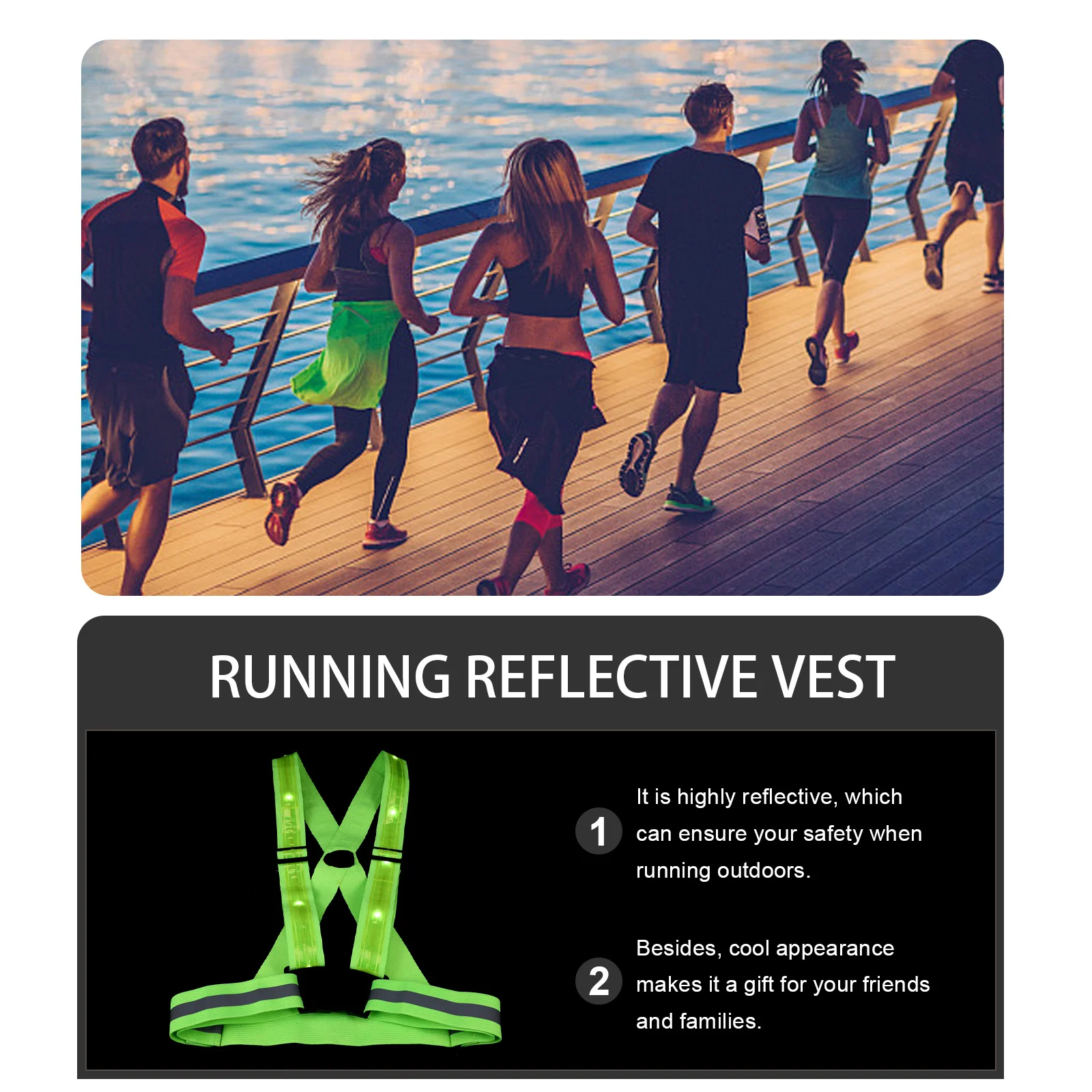 1Set LED Reflective Vest Adjustable Elastic Glowing Safety Strap Outdoor Night Running Hiking Gear Glowing Reflective Vest
1Set LED Reflective Vest Adjustable Elastic Glowing Safety Strap Outdoor Night Running Hiking Gear Glowing Reflective Vest