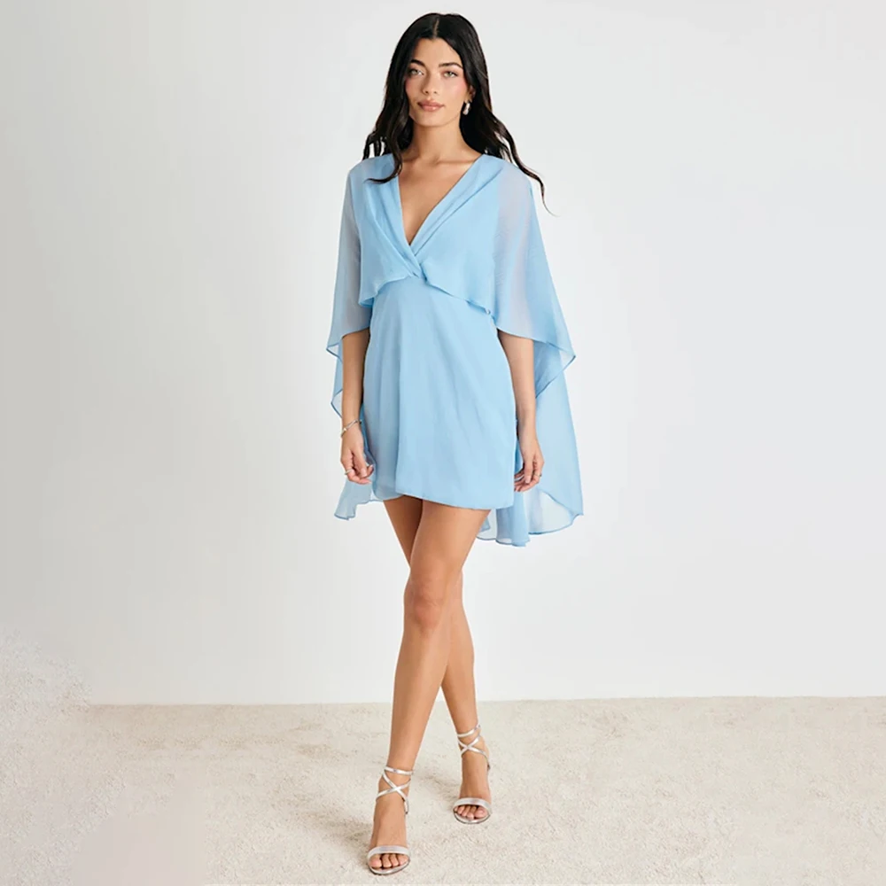 Elegant V Neck Chiffon Evening Dresses Women's Formal Evening Gowns Cape Sleeve Prom Dress Celebrity Gown Vestidos De Fiesta
Elegant V Neck Chiffon Evening Dresses Women's Formal Evening Gowns Cape Sleeve Prom Dress Celebrity Gown Vestidos De Fiesta