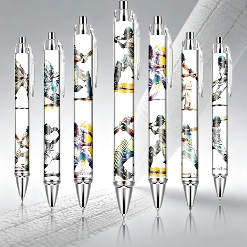 7Pcs Ballpoint Pens with Cricket Player Batting Illustration, Cricket Pattern Signature Pens, Office Stationery, Random Styles
7Pcs Ballpoint Pens with Cricket Player Batting Illustration, Cricket Pattern Signature Pens, Office Stationery, Random Styles