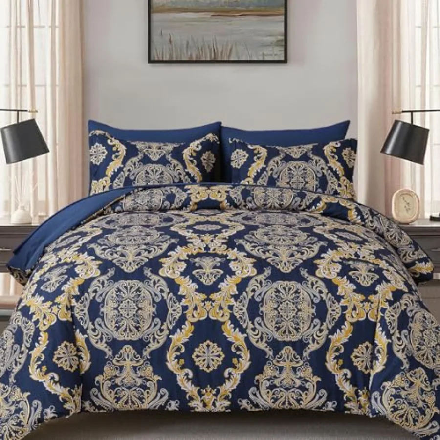Comforter Set SizeDamask Texture 7 Pieces Bed in a Bag Microfiber Comforter Bedding Sets -1 Comforter 1 Flat Sheet 1 Fitted She
Comforter Set SizeDamask Texture 7 Pieces Bed in a Bag Microfiber Comforter Bedding Sets -1 Comforter 1 Flat Sheet 1 Fitted She