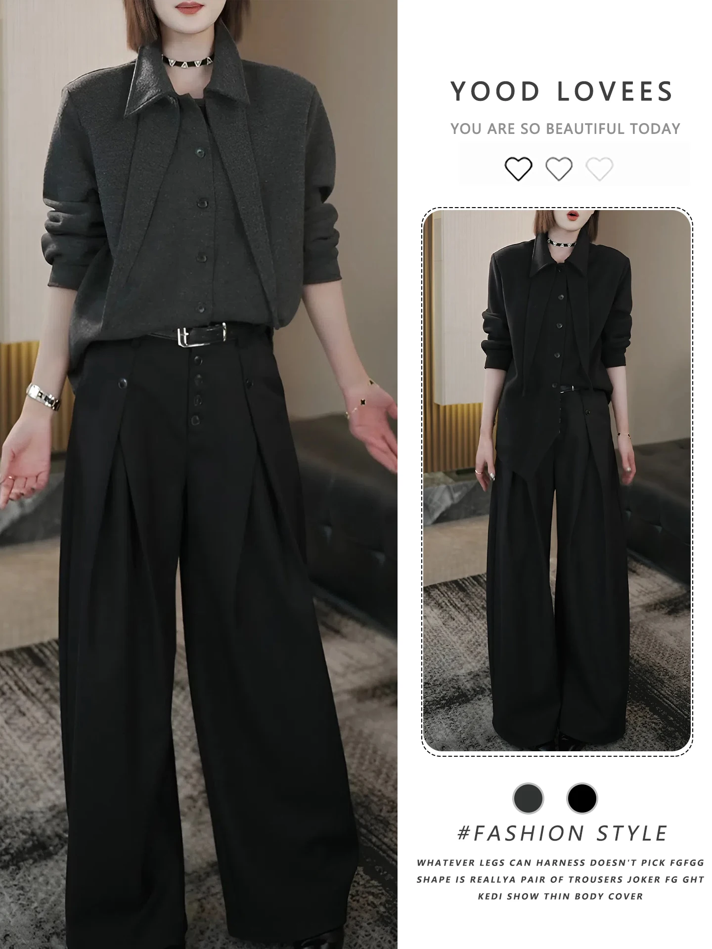 Elegant High Waist Wide Leg Pants Set Women's Thickened Shirt And Pants Outfit Winter Fashion Casual Workwear Uniform
Elegant High Waist Wide Leg Pants Set Women's Thickened Shirt And Pants Outfit Winter Fashion Casual Workwear Uniform