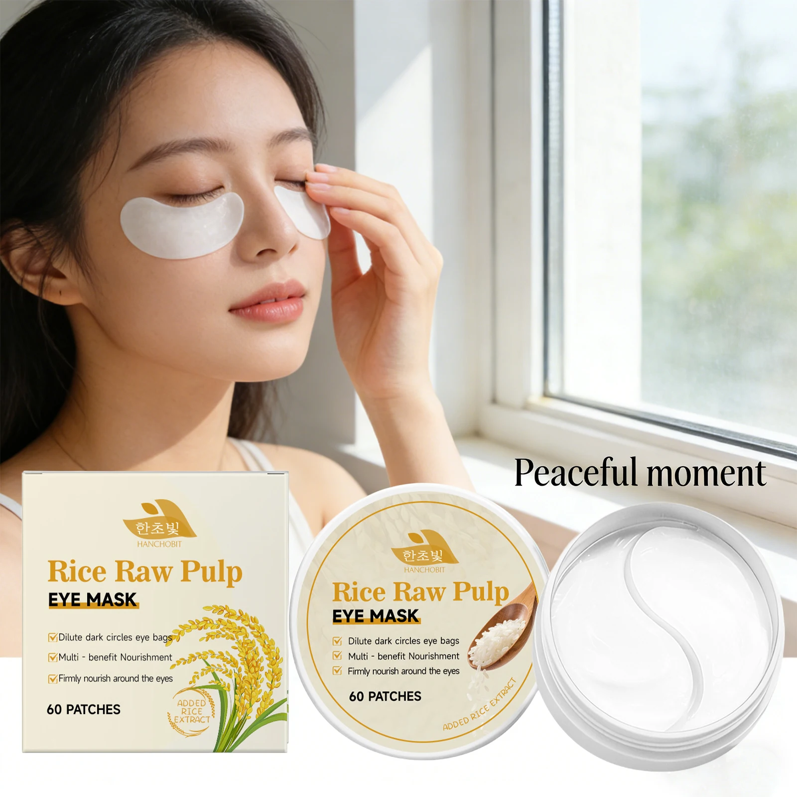 Rice Raw Pulp Eye Mask Anti Dark Circles Reduce Bags Fade Fine Lines Firming Lifting Brightening Moisturizing Patches for Eyes
Rice Raw Pulp Eye Mask Anti Dark Circles Reduce Bags Fade Fine Lines Firming Lifting Brightening Moisturizing Patches for Eyes