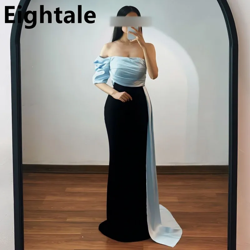 Eightale Customized Blue Black Contrast Color Evening Dress One Shoulder Straight Prom Dress Women Party Gown Dubai 2025
Eightale Customized Blue Black Contrast Color Evening Dress One Shoulder Straight Prom Dress Women Party Gown Dubai 2025