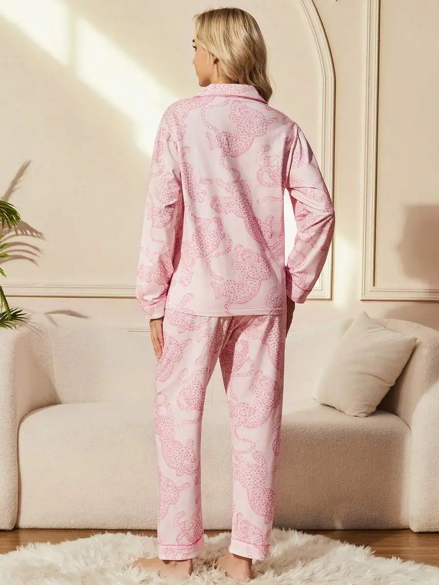 Womens Leopard Print Pajama Set Long Sleeve Sleepwear Comfortable Fall Winter
Womens Leopard Print Pajama Set Long Sleeve Sleepwear Comfortable Fall Winter