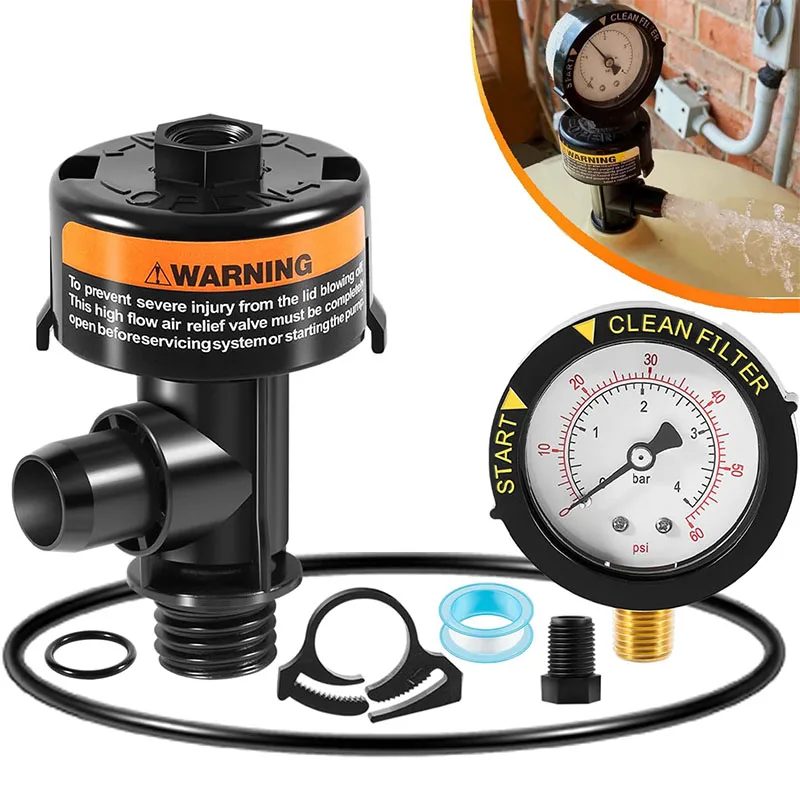 98209800 High Flow Manual Relief Valve/Air Relief Manual Valve Assembly with Pressure Gauge, Replacement for Pool and Spa Filter
98209800 High Flow Manual Relief Valve/Air Relief Manual Valve Assembly with Pressure Gauge, Replacement for Pool and Spa Filter