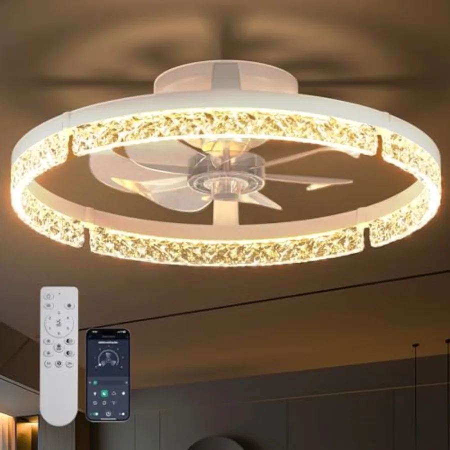 Ceiling Fans with Lights and Remote, Low Profile Ceiling Fans, 3000-6000K Dimmable Modern Flush Mount LED Fan Light, Fandelier
Ceiling Fans with Lights and Remote, Low Profile Ceiling Fans, 3000-6000K Dimmable Modern Flush Mount LED Fan Light, Fandelier