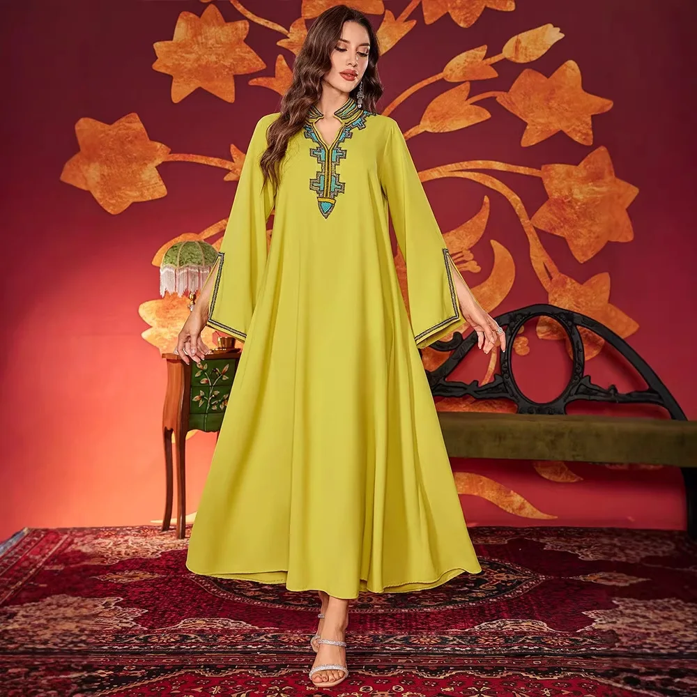 Ky1913 Women's Dress Loose Bell Sleeve Solid Color Spliced Elegant Long Dress Robe Abaya Ramadan Dubai Luxury Islam Elegant
Ky1913 Women's Dress Loose Bell Sleeve Solid Color Spliced Elegant Long Dress Robe Abaya Ramadan Dubai Luxury Islam Elegant