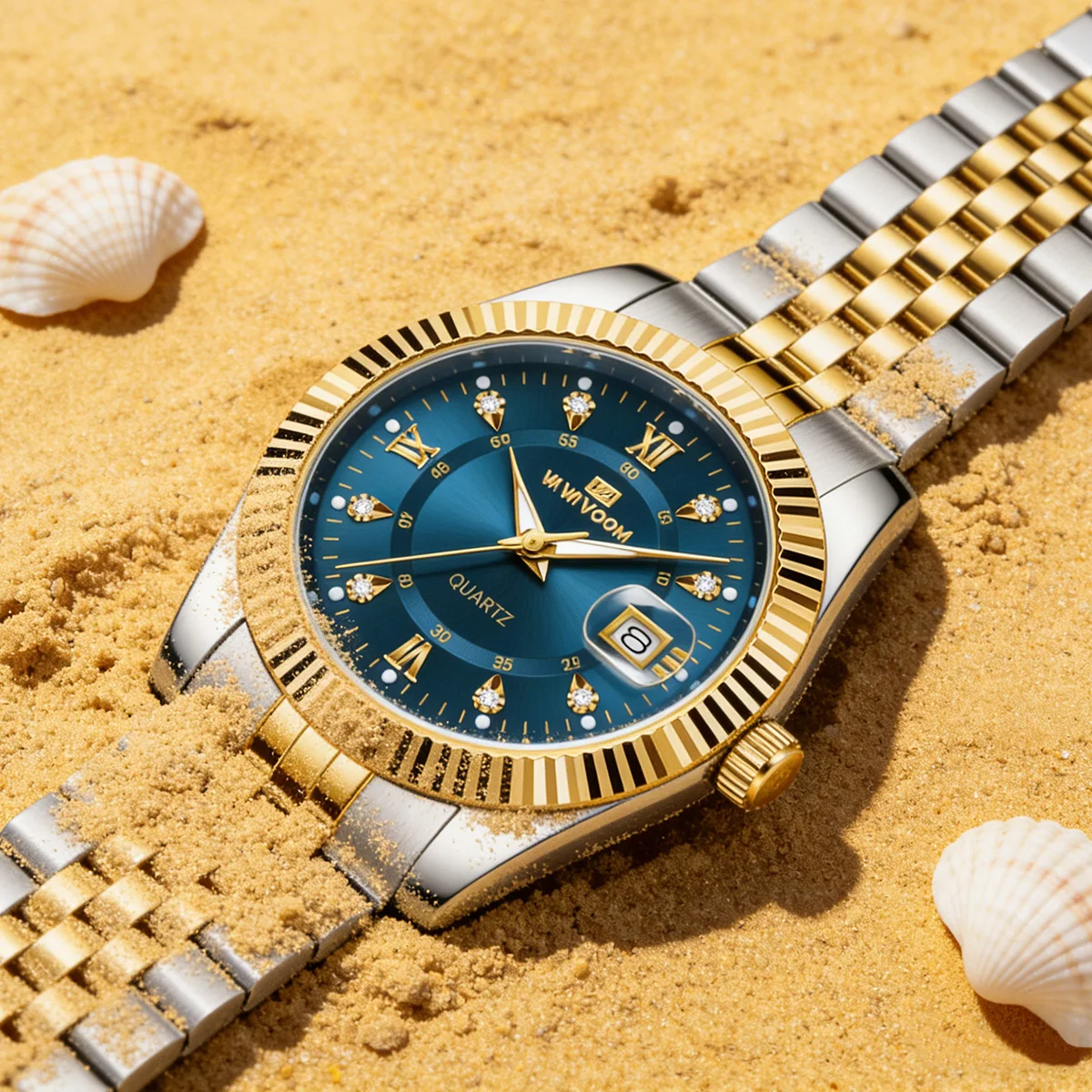 VA VA VOOM Business Brand Quartz Watch Men Luxury Movement Gold Bezel 40mm Case Blue Dial Clock Tone Stainless Steel Watch Men
VA VA VOOM Business Brand Quartz Watch Men Luxury Movement Gold Bezel 40mm Case Blue Dial Clock Tone Stainless Steel Watch Men