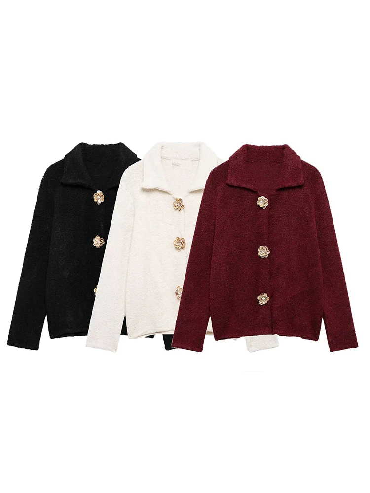 Willshela Women Fashion Solid Single Breasted Knitted Sweater Vintage Lapel Neck Long Sleeves Female Chic Lady Outfits
Willshela Women Fashion Solid Single Breasted Knitted Sweater Vintage Lapel Neck Long Sleeves Female Chic Lady Outfits