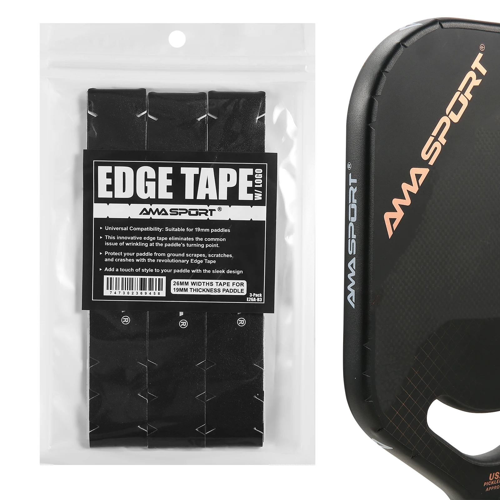 AMA SPORT Pickleball Edge Guard Tape With Logo Pickleball Paddle Protective Edge Tape with Center Alignment Linefor All Paddles
AMA SPORT Pickleball Edge Guard Tape With Logo Pickleball Paddle Protective Edge Tape with Center Alignment Linefor All Paddles