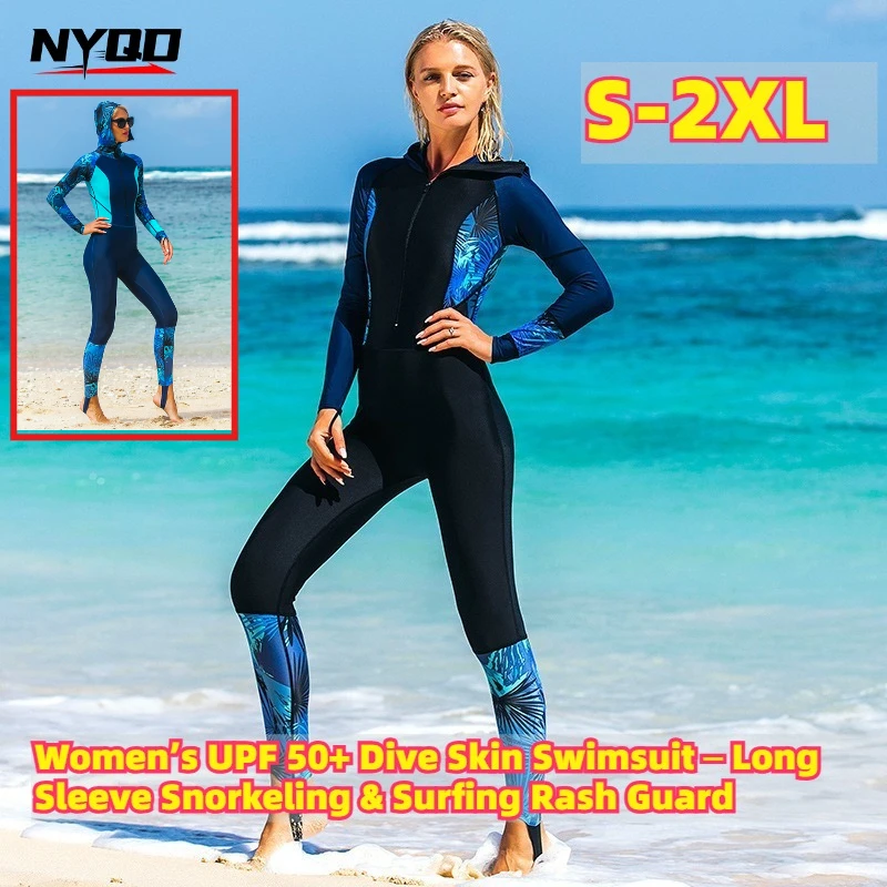 Women‘s One Piece Swimsuit UV Protection Dive Skin Long Sleeve Snorkeling Suit Surfing Rash Guard Sun Protective Swimwear
Women‘s One Piece Swimsuit UV Protection Dive Skin Long Sleeve Snorkeling Suit Surfing Rash Guard Sun Protective Swimwear
