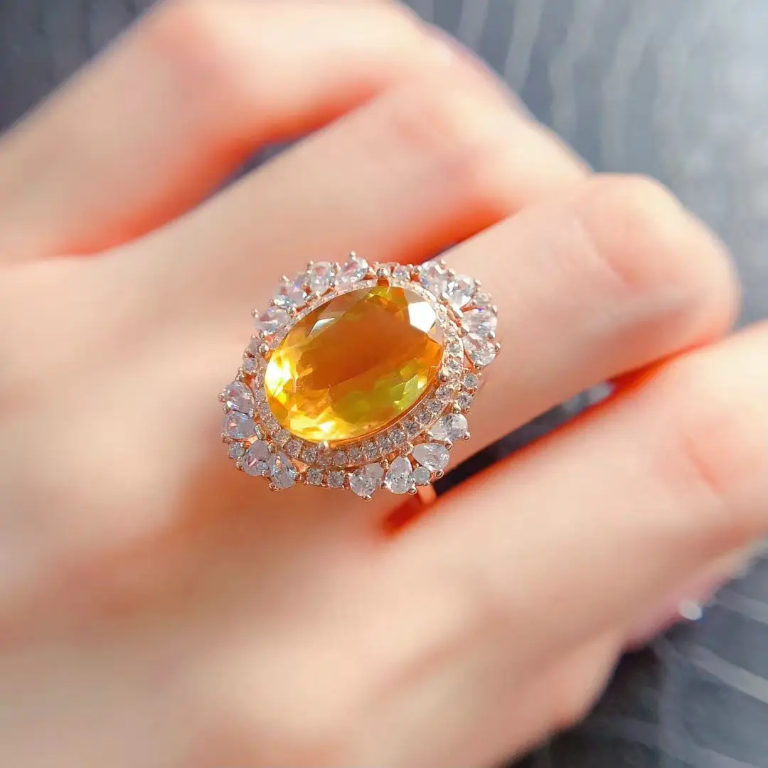 Luxury 925 Silver Crystal Ring Natural Citrine Ring 10mm*14mm 6ct Genuine Citrine Jewelry with 18K Gold Plating
Luxury 925 Silver Crystal Ring Natural Citrine Ring 10mm*14mm 6ct Genuine Citrine Jewelry with 18K Gold Plating