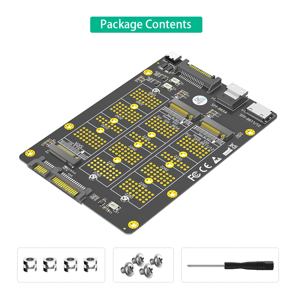 3in1 for M.2 NVME & NGFF SSD/SATA-Bus SSD to SFF-8611/8612/8654 & SATA Adapter Card for M.2 Key B/B+M 2230-2280 SSD
3in1 for M.2 NVME & NGFF SSD/SATA-Bus SSD to SFF-8611/8612/8654 & SATA Adapter Card for M.2 Key B/B+M 2230-2280 SSD