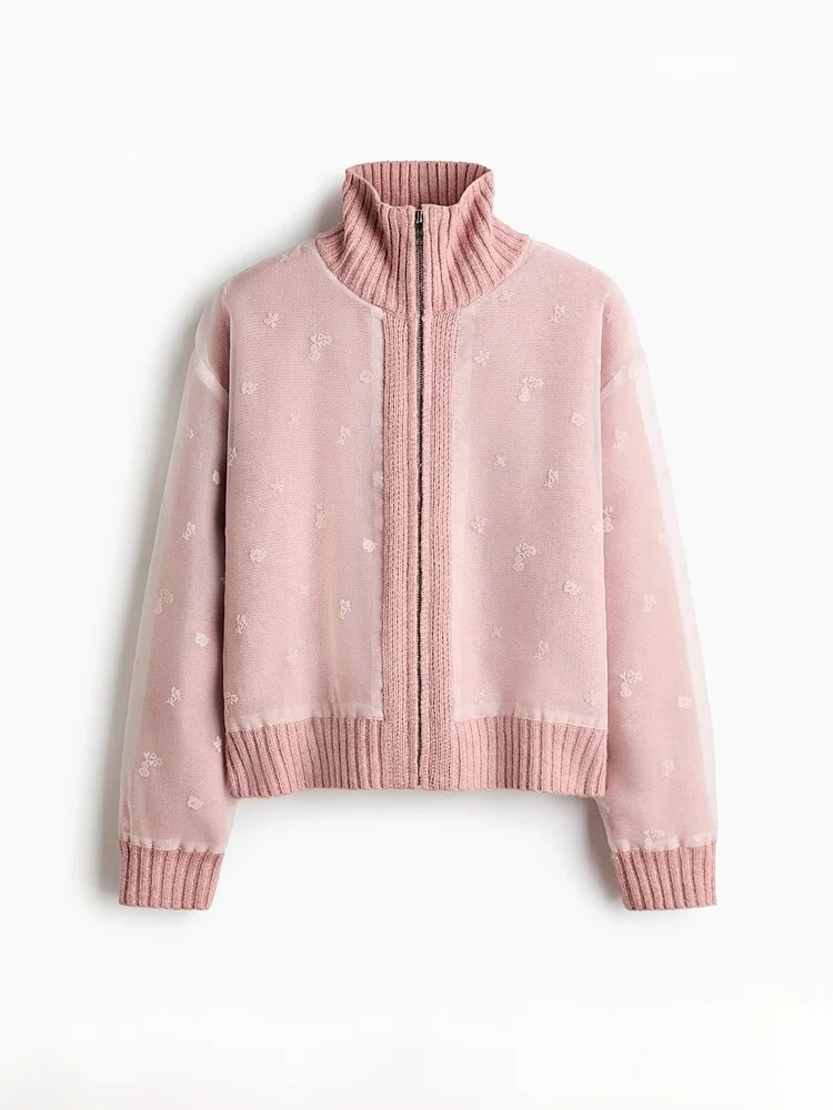 H&M Women's Wool Knitted Sweater with Organza Underlay Casual Style Print Design Regular Thickness Spring Collection
H&M Women's Wool Knitted Sweater with Organza Underlay Casual Style Print Design Regular Thickness Spring Collection