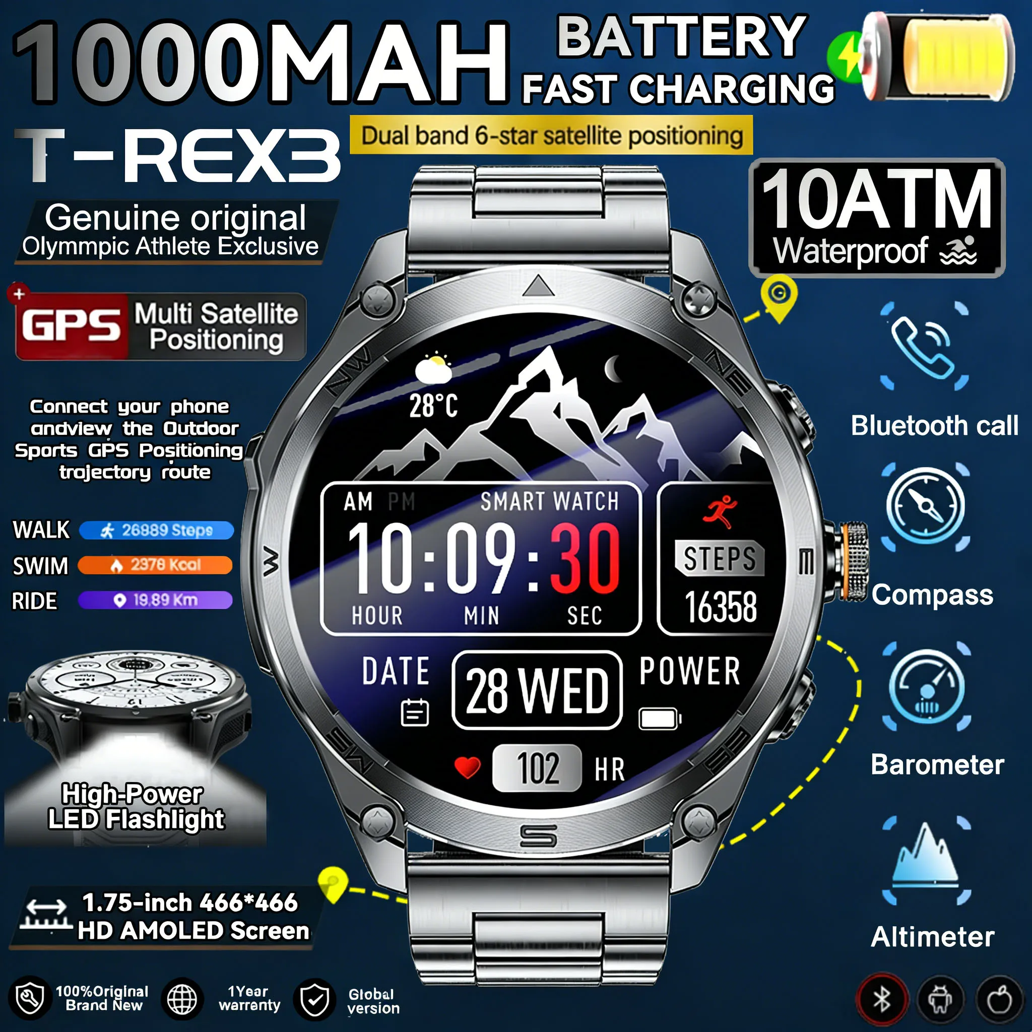 Новые смарт-часы 2026 года для iOS и Android: мужские, для активного отдыха, с GPS, фитнес-трекером, компасом, LED-фонариком, водонепроницаемость 10ATM, звонки по Bluetooth
Новые смарт-часы 2026 года для iOS и Android: мужские, для активного отдыха, с GPS, фитнес-трекером, компасом, LED-фонариком, водонепроницаемость 10ATM, звонки по Bluetooth