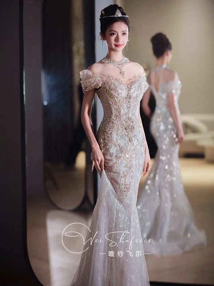 A new fishtail main fabric one-shoulder heavy industry welcome light gauze dress
A new fishtail main fabric one-shoulder heavy industry welcome light gauze dress