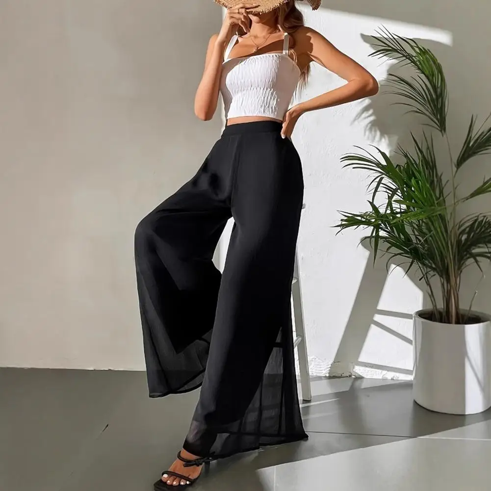 Women Pants Elastic High Waist Wide Leg Loose Fit Casual Trousers Summer Chiffon Long Pants Women Wide Leg Commuting Pants
Women Pants Elastic High Waist Wide Leg Loose Fit Casual Trousers Summer Chiffon Long Pants Women Wide Leg Commuting Pants