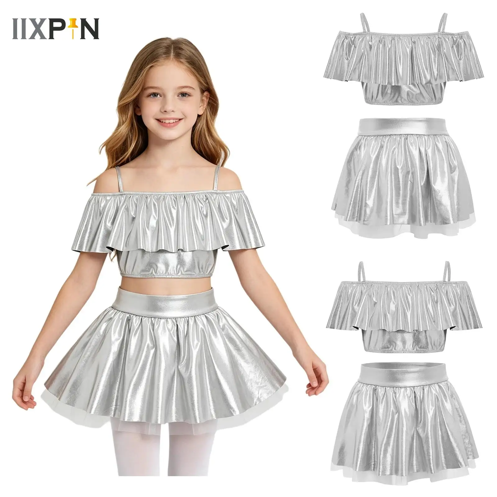 Kids Girls 70s Disco Jazz Dance Clothes Set Metallic Shiny Ruffle Dancewear Children's Stage Performance Party Suits Streetwear
Kids Girls 70s Disco Jazz Dance Clothes Set Metallic Shiny Ruffle Dancewear Children's Stage Performance Party Suits Streetwear