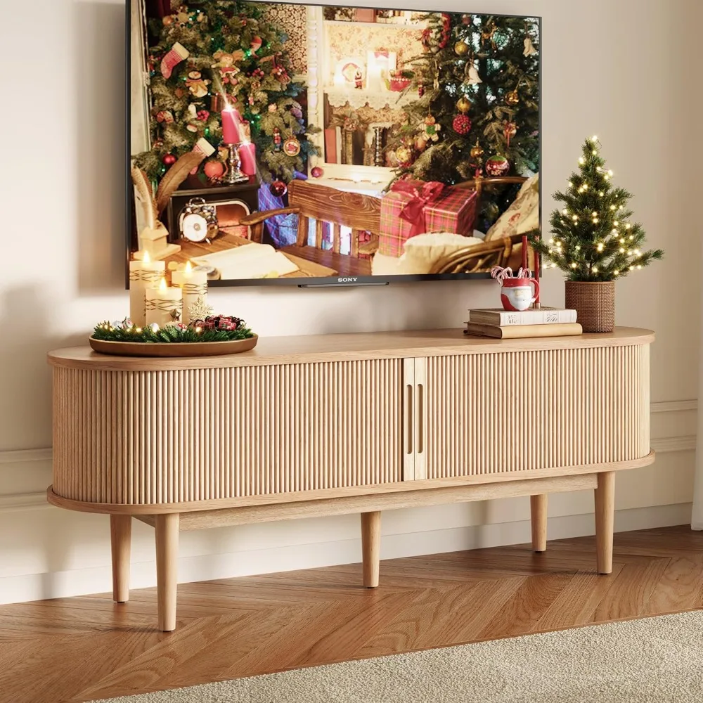 Mid-Century Modern Entertainment Center with Sliding Tambour Door and Storage Cabinet,Cruved TV Media Console Table for Living
Mid-Century Modern Entertainment Center with Sliding Tambour Door and Storage Cabinet,Cruved TV Media Console Table for Living