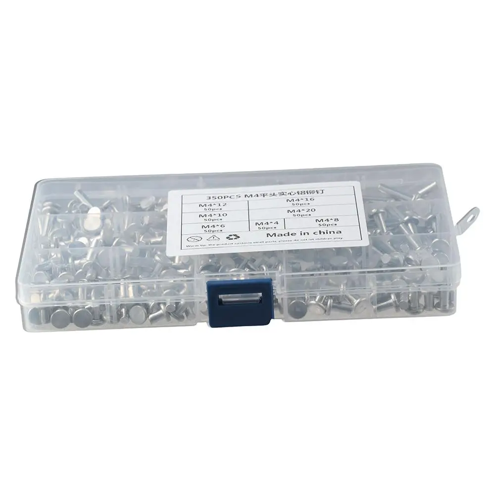 350pcs M4 Kit Flat Head Automobile Industry Aluminum Solid Rivets Aluminum Rivets
350pcs M4 Kit Flat Head Automobile Industry Aluminum Solid Rivets Aluminum Rivets