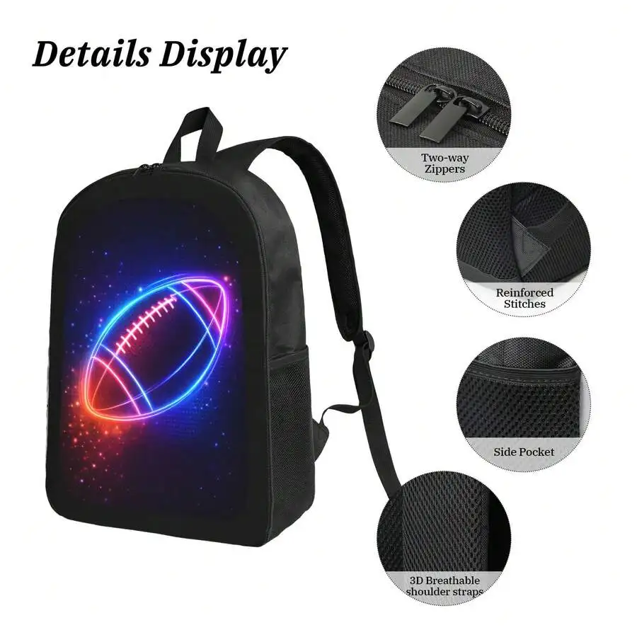 Neon American Football Print Backpack Stylish Casual Lightweight Durable Daypack For Adults
Neon American Football Print Backpack Stylish Casual Lightweight Durable Daypack For Adults