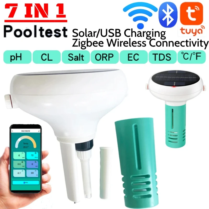 Tuya ZigBee Intelligent Chlorin Meter 7 IN 1 PH/ORP/EC/TDS/Temp/CL/Salt Test Meter Test Meter Swimming Pool Water Real-Time Data
Tuya ZigBee Intelligent Chlorin Meter 7 IN 1 PH/ORP/EC/TDS/Temp/CL/Salt Test Meter Test Meter Swimming Pool Water Real-Time Data