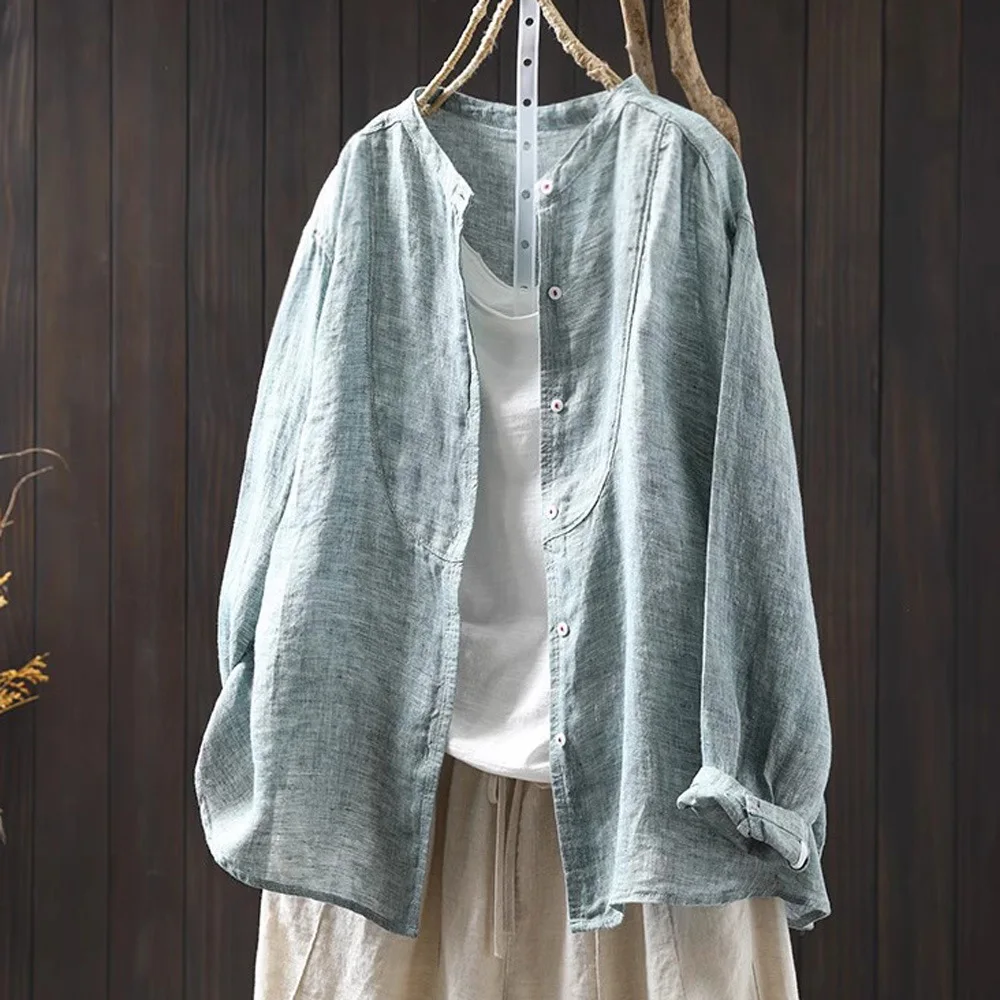 2025 Elegant women's blouses linen shirts for women summer stand collar long sleeve tops luxury designer clothes
2025 Elegant women's blouses linen shirts for women summer stand collar long sleeve tops luxury designer clothes