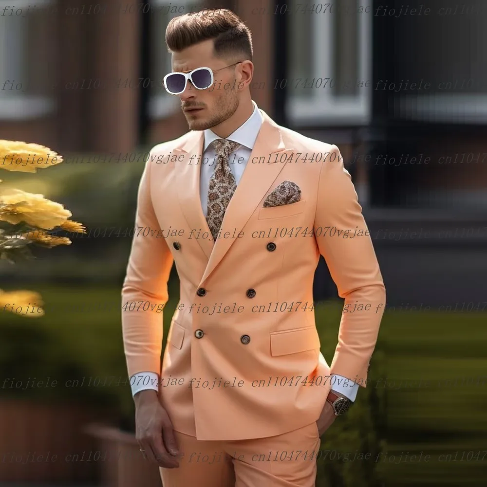 Индивидуальный светло-оранжевый мужской костюм, официальная свадебная вечеринка, жених, жених, деловой мужской смокинг для выпускного вечера, комплект из 2 предметов, куртка, брюки 
Индивидуальный светло-оранжевый мужской костюм, официальная свадебная вечеринка, жених, жених, деловой мужской смокинг для выпускного вечера, комплект из 2 предметов, куртка, брюки