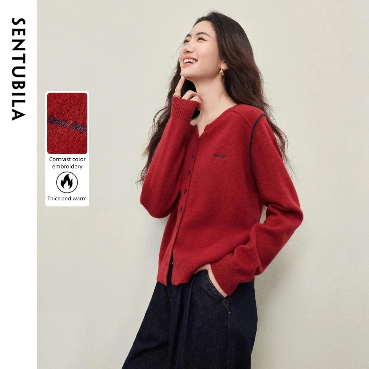 SENTUBILA женский кардиган с контрастной вышивкой, зима 2025, повседневные свитера с круглым вырезом, свободная посадка, вязаная женская одежда W54ED4972
SENTUBILA женский кардиган с контрастной вышивкой, зима 2025, повседневные свитера с круглым вырезом, свободная посадка, вязаная женская одежда W54ED4972