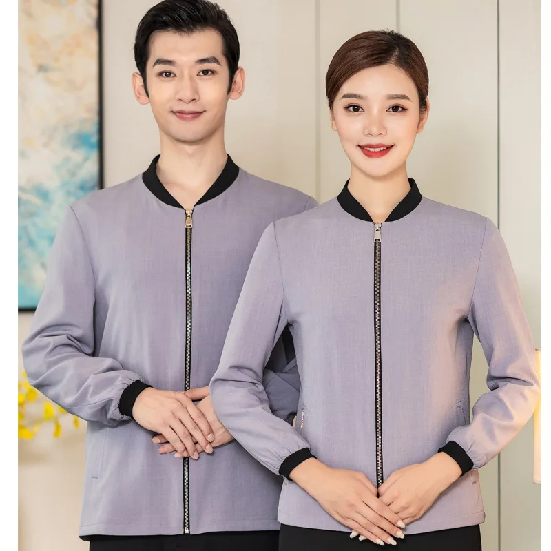 Baseball Collar Sweater Cleaning Long-Sleeved Cleaner Work Clothes Auto Repair Clerk Front Desk Frock Autumn and Winter Group Ho
Baseball Collar Sweater Cleaning Long-Sleeved Cleaner Work Clothes Auto Repair Clerk Front Desk Frock Autumn and Winter Group Ho
