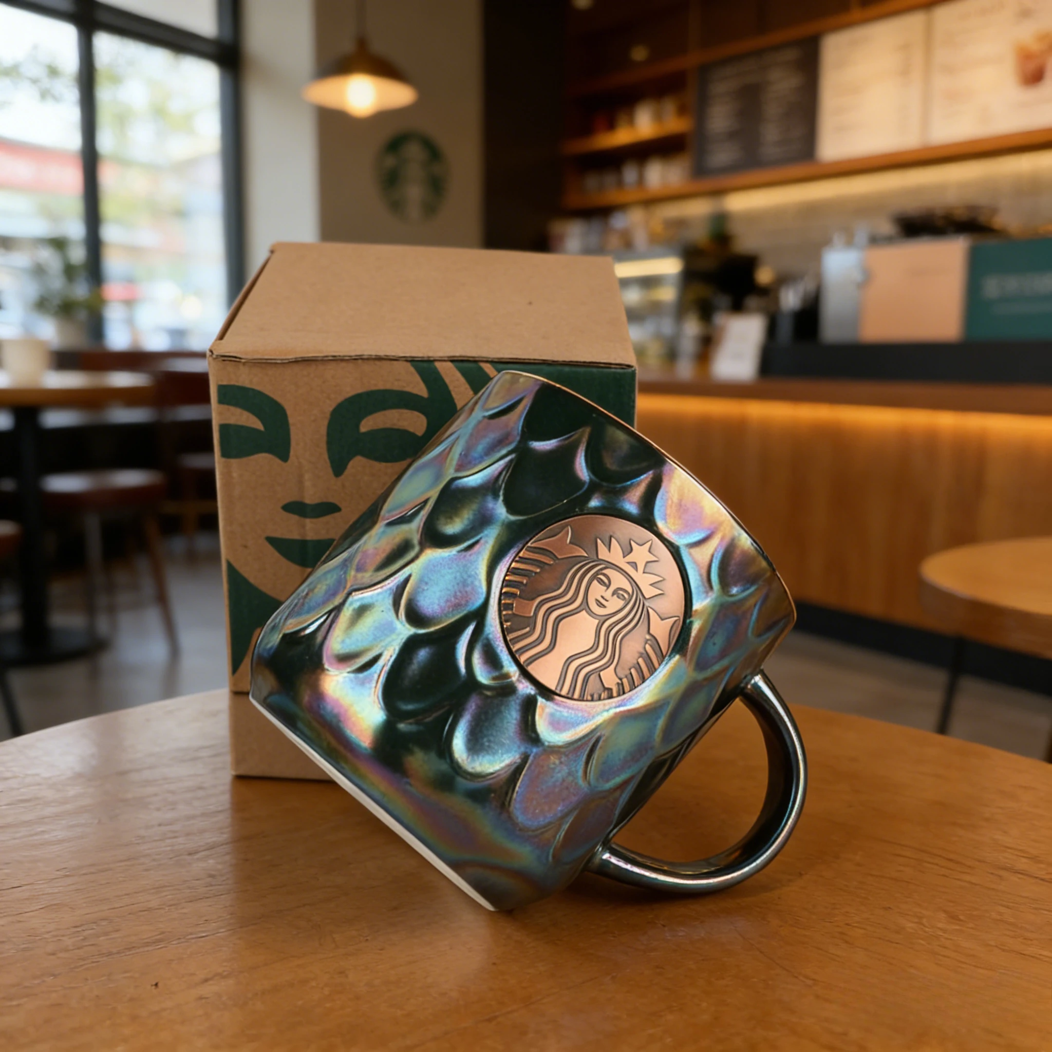 Starbucks 400ml Mermaid Scale Mug Iridescent Green Ceramic Cup Copper Logo Perfect Holiday Gift
Starbucks 400ml Mermaid Scale Mug Iridescent Green Ceramic Cup Copper Logo Perfect Holiday Gift