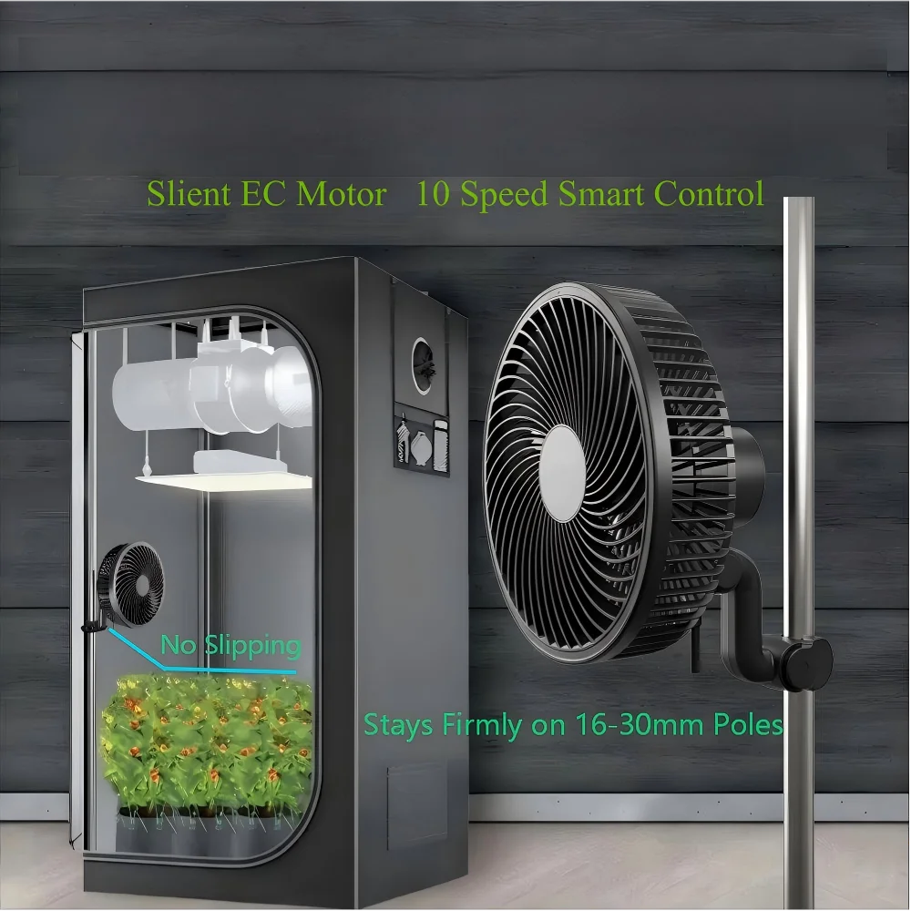 BAVAGREEN Waterproof Silent EC Motor Grow Tent Fan 10 Speeds Smart Control Auto Oscillating Clip Fan for Hydroponics Grow Tent
BAVAGREEN Waterproof Silent EC Motor Grow Tent Fan 10 Speeds Smart Control Auto Oscillating Clip Fan for Hydroponics Grow Tent