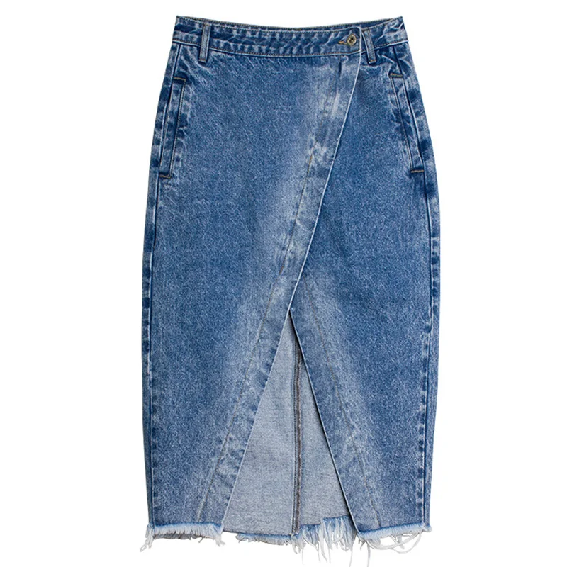 Женская джинсовая юбка до колена, элегантная Асимметричная офисная юбка с высокой талией, разрезом спереди и запахом, одежда для улицы
Женская джинсовая юбка до колена, элегантная Асимметричная офисная юбка с высокой талией, разрезом спереди и запахом, одежда для улицы